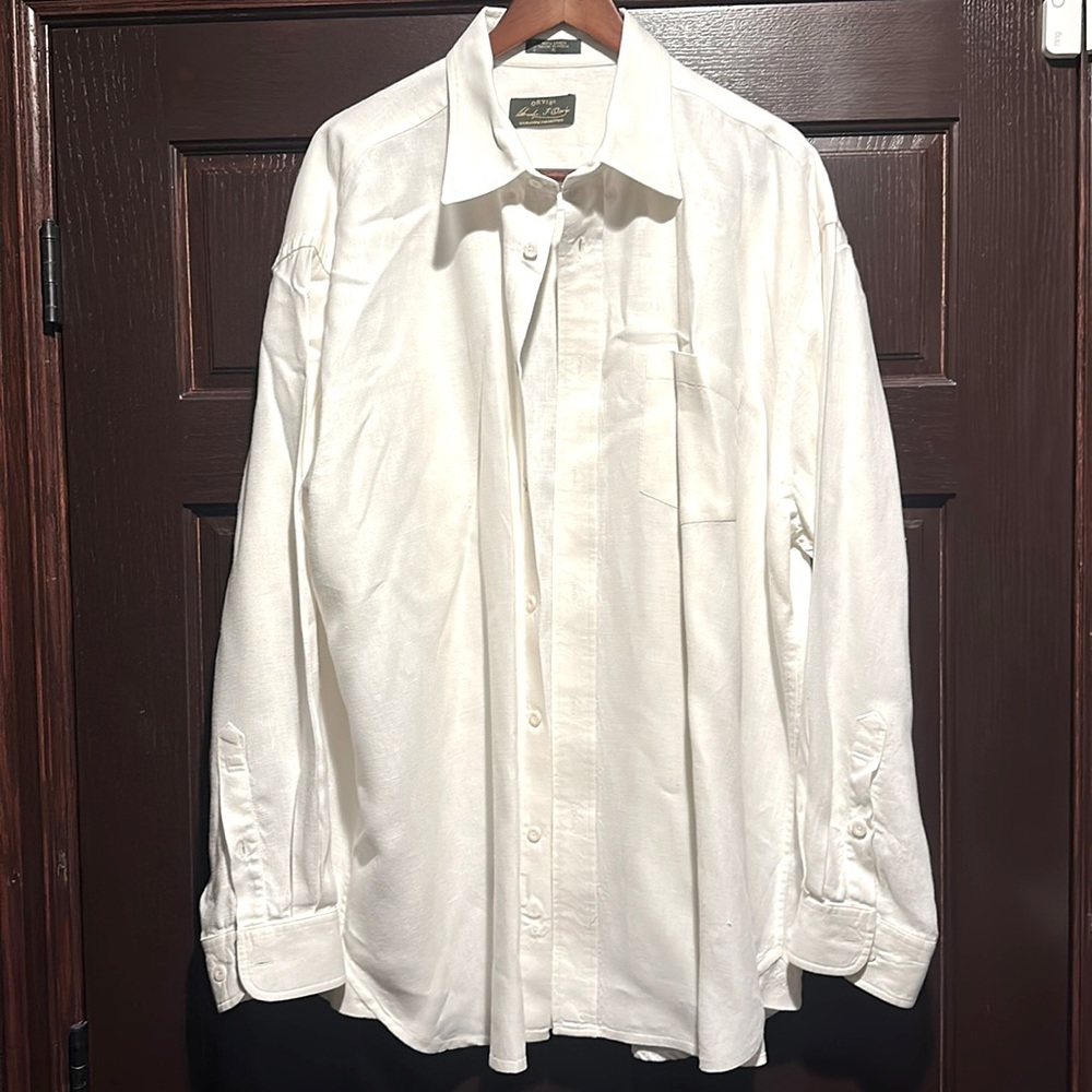 Orvis white linen signature collection dress shirt XL